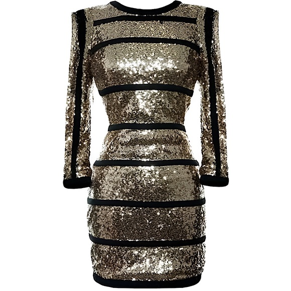 Rickety Rack Dresses & Skirts - Stunning Black and Gold Sequin Long Sleeve Dress